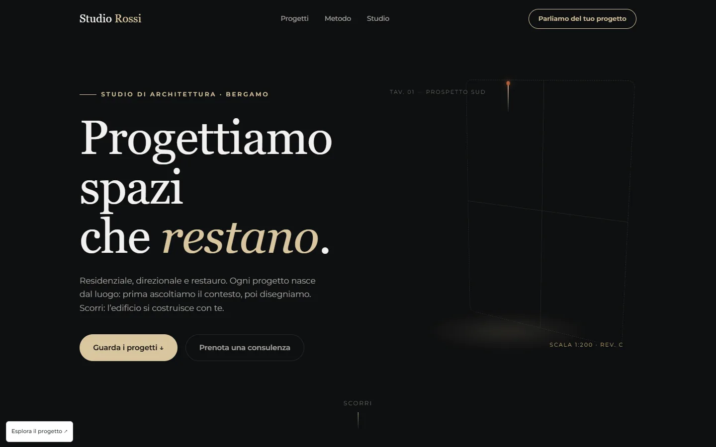 Interfaccia del progetto Architetto Rossi