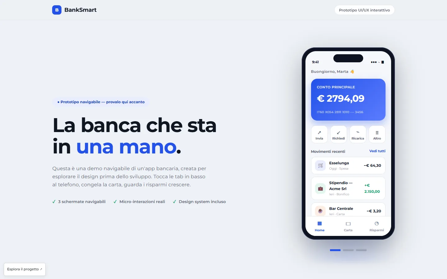 Interfaccia del progetto BankSmart