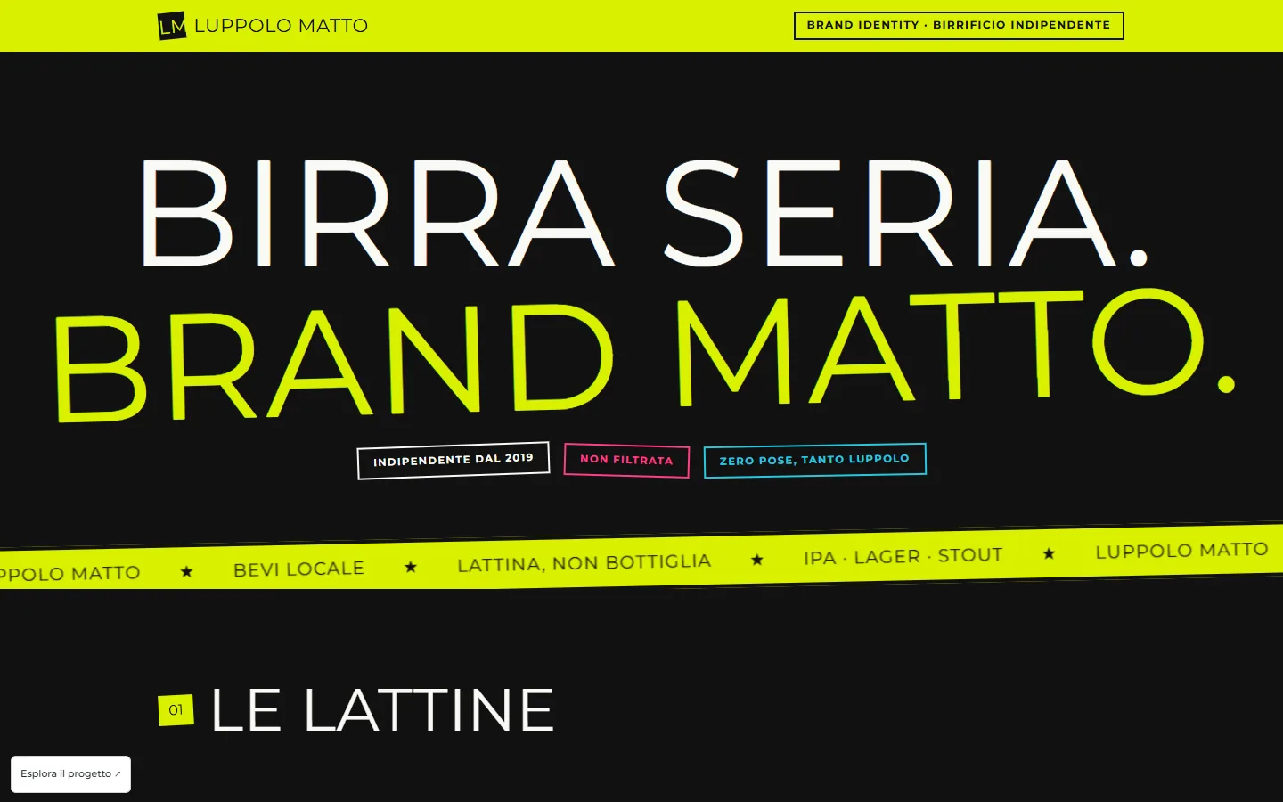 Interfaccia del progetto Birrificio Artigiano