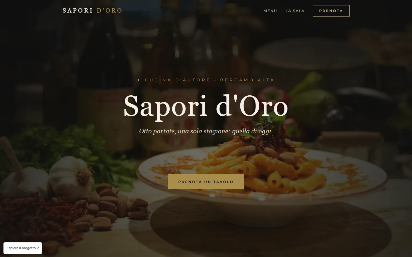 Interfaccia del progetto Sapori d'Oro