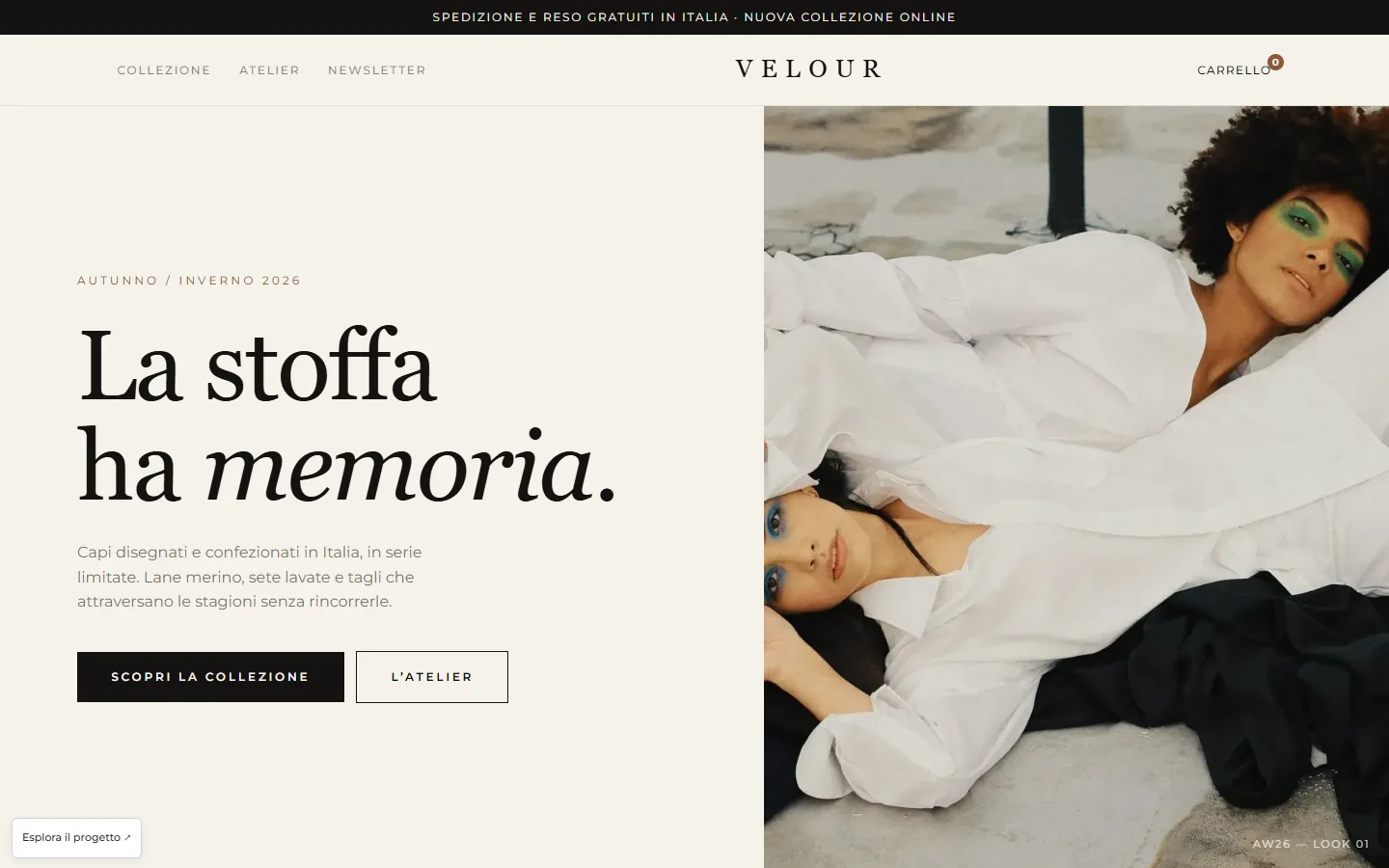 Interfaccia del progetto Velour