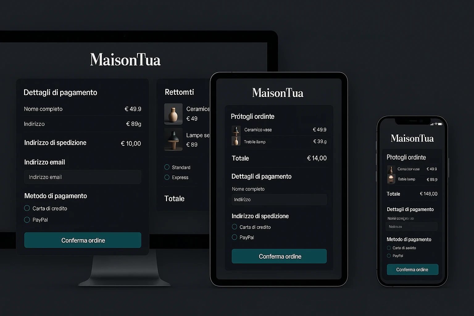 Checkout E-commerce dettagli pagamento Checkout E-commerce dettagli pagamento