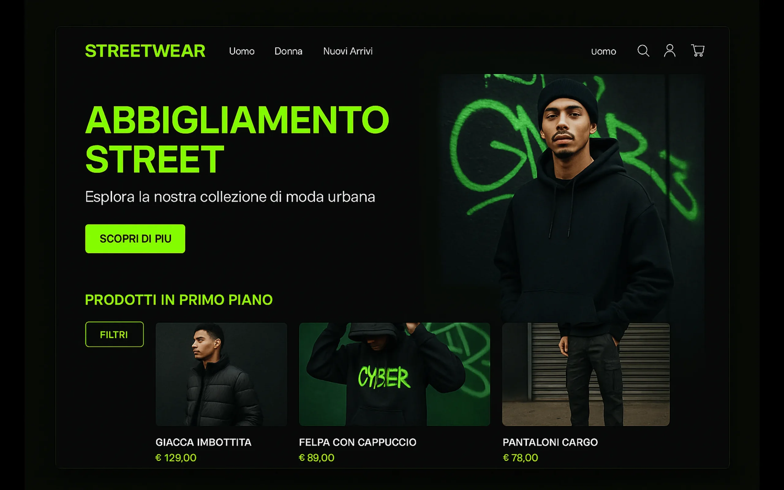 Progetto ecommerce streetwear Degani Agency Progetto Web Design ecommerce streetwear realizzato da Degani Agency