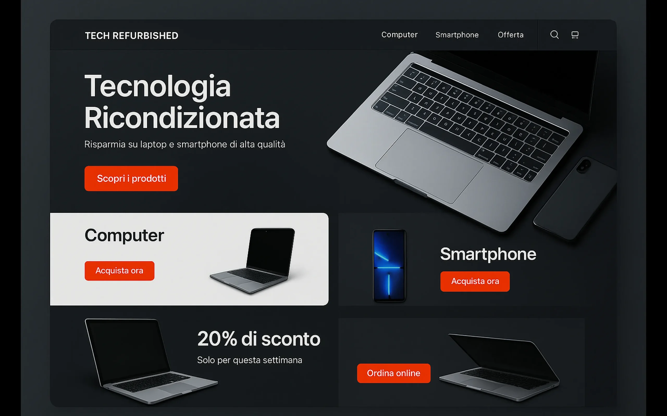 Homepage E-commerce - Maisontua Homepage E-commerce di dispositivi elettronici