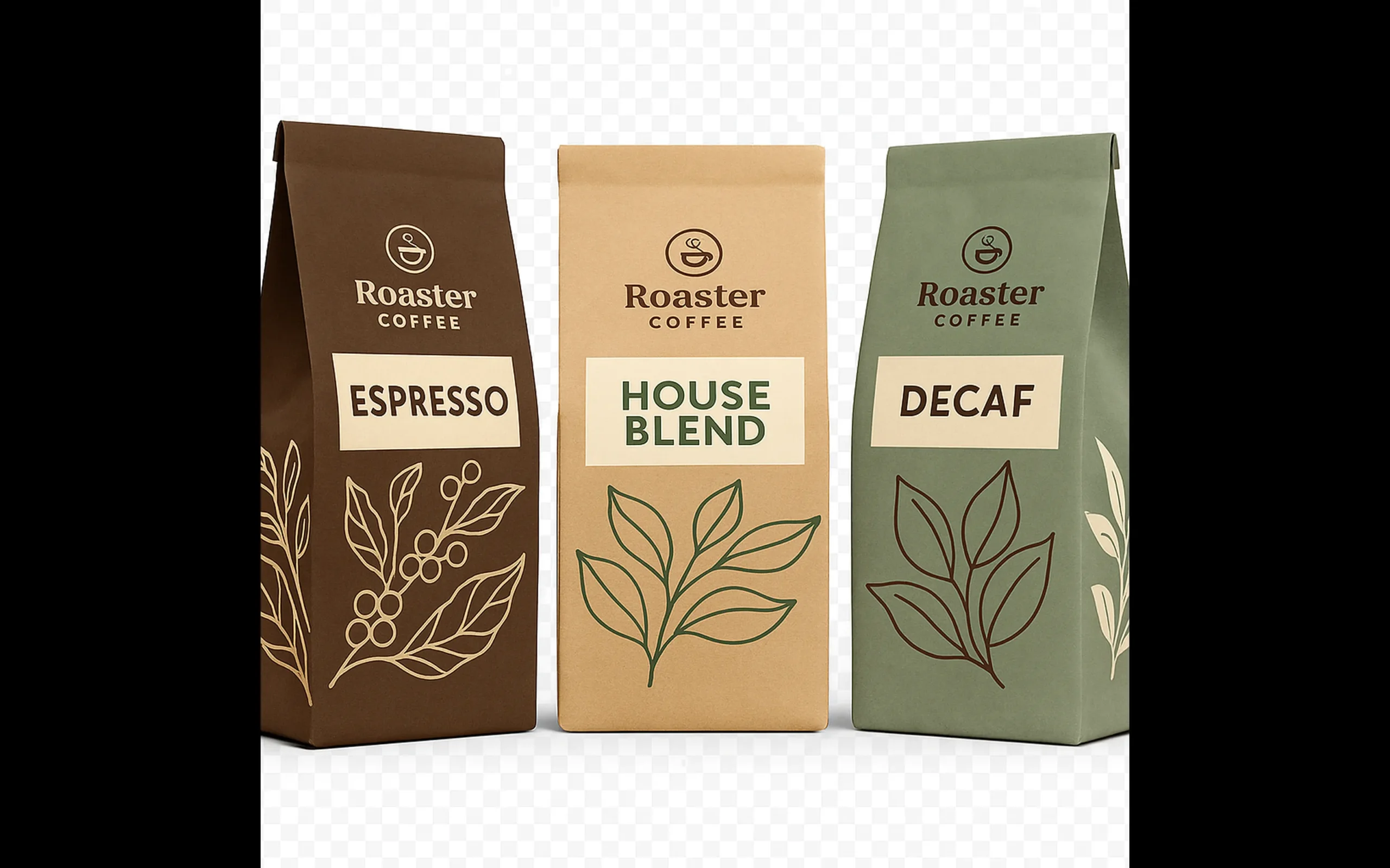 Packaging caffè Packaging personalizzato per caffè con design illustrato
